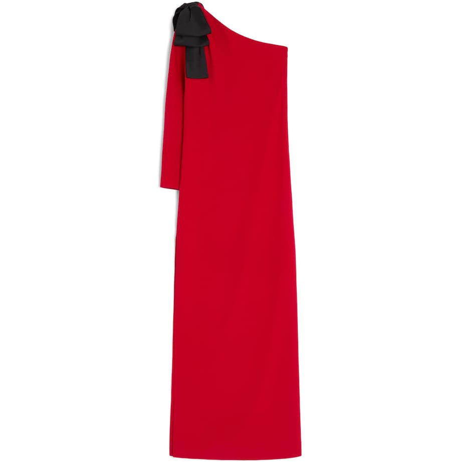 Valentino Red Silk One-Shoulder Gown