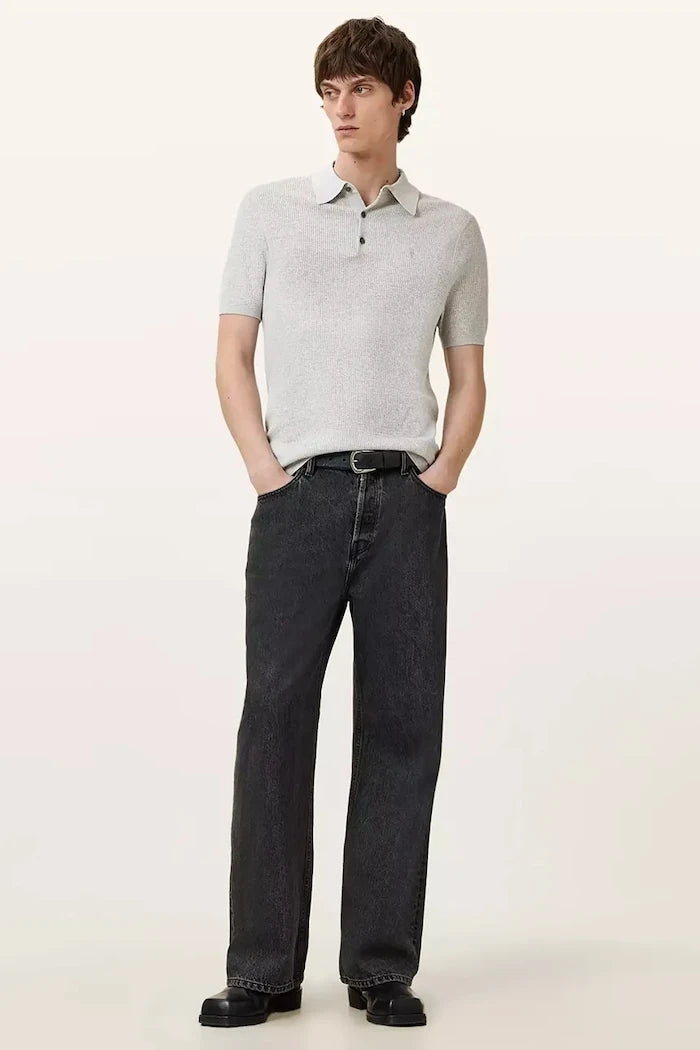 Памучна тениска с яка AllSaints AUBREY SS