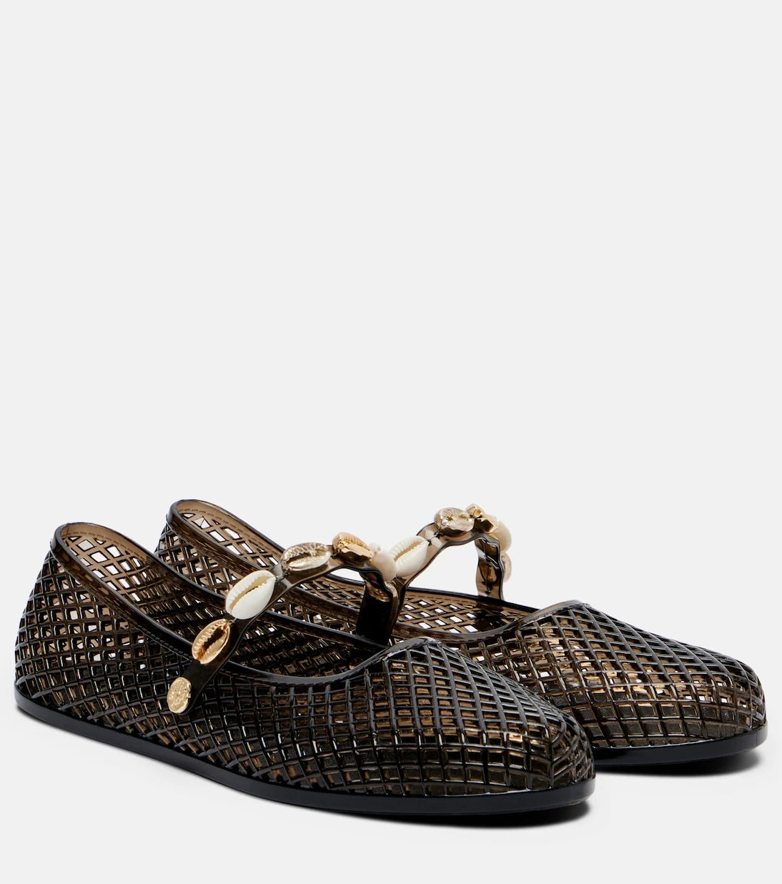 Ancient Greek Sandals - Iro embellished fishnet ballet flats