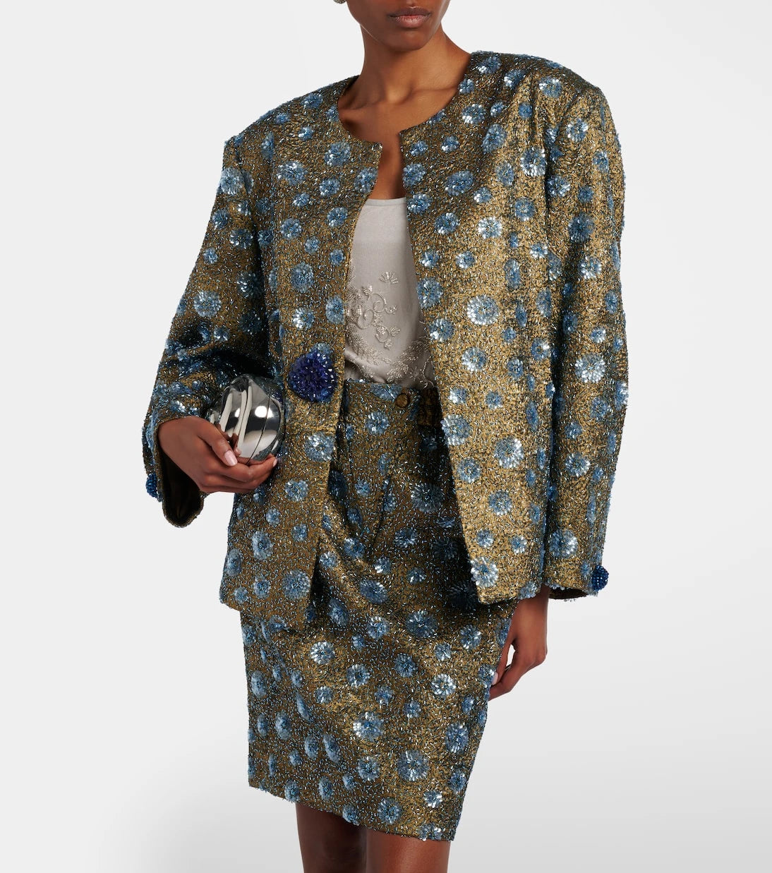 Jacques Wei - Floral sequined oversized jacket