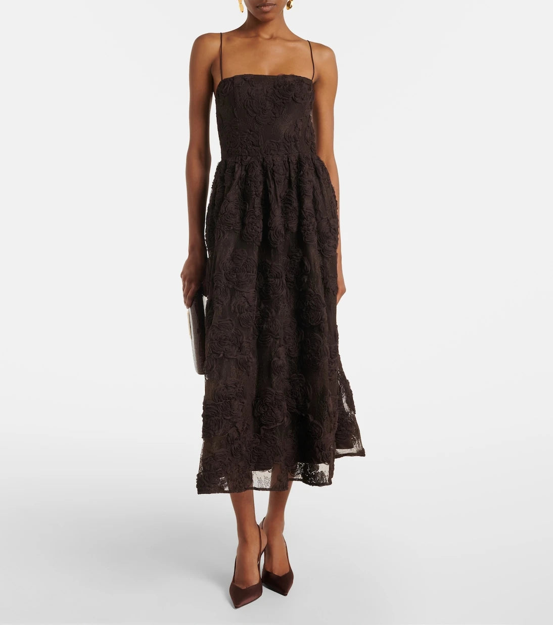 Rotate - Floral mesh midi dress