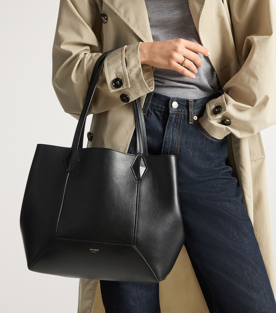 Jimmy Choo Black Diamond Medium Leather Tote Bag