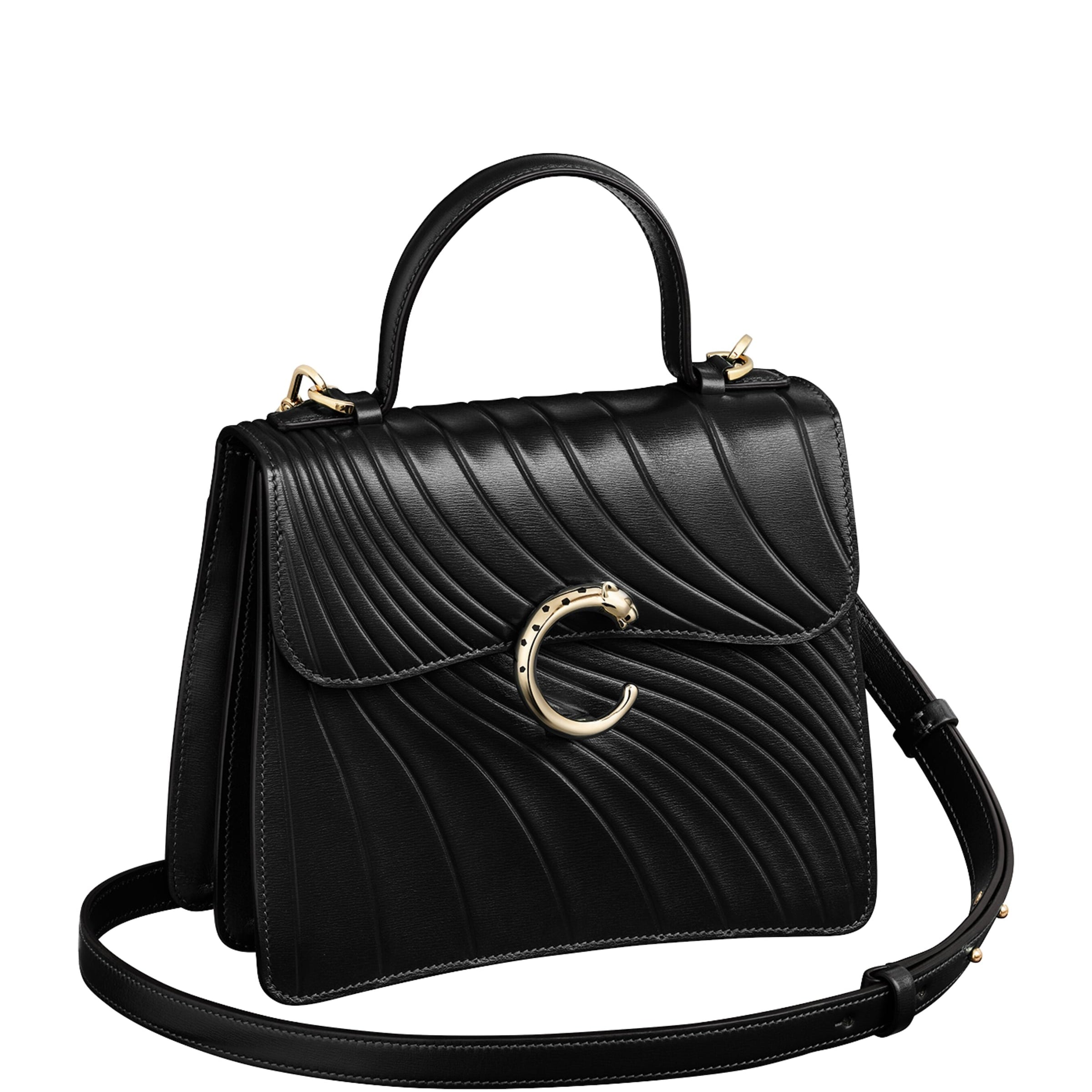 Cartier Black Small Leather Panthère De Cartier Top-Handle Bag