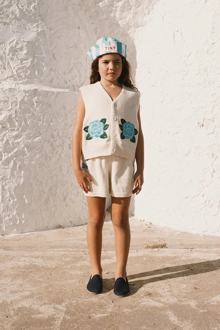 Детски памучен елек Tinycottons FLOWERS KNITTED VEST