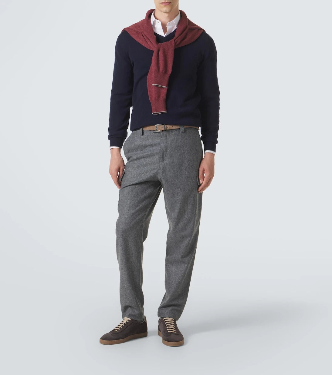 Brunello Cucinelli - Leather-trimmed suede sneakers
