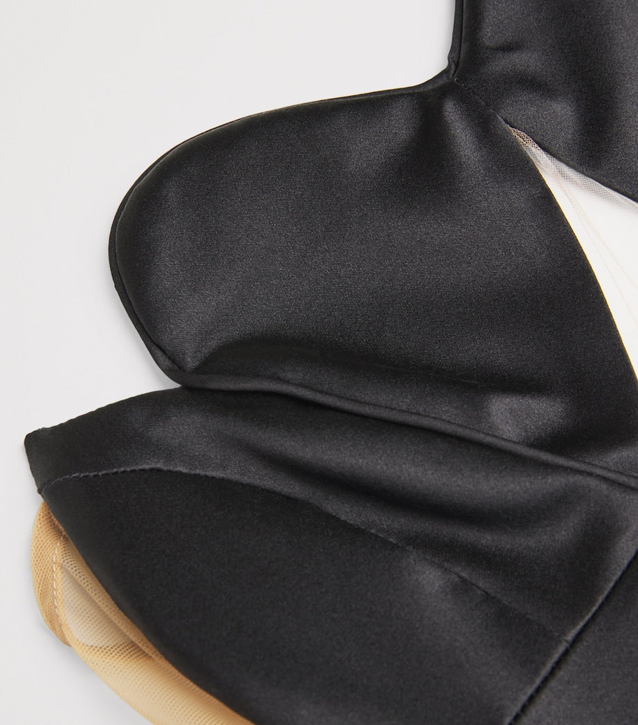 Nensi Dojaka Black Satin Heart Cup Bodysuit