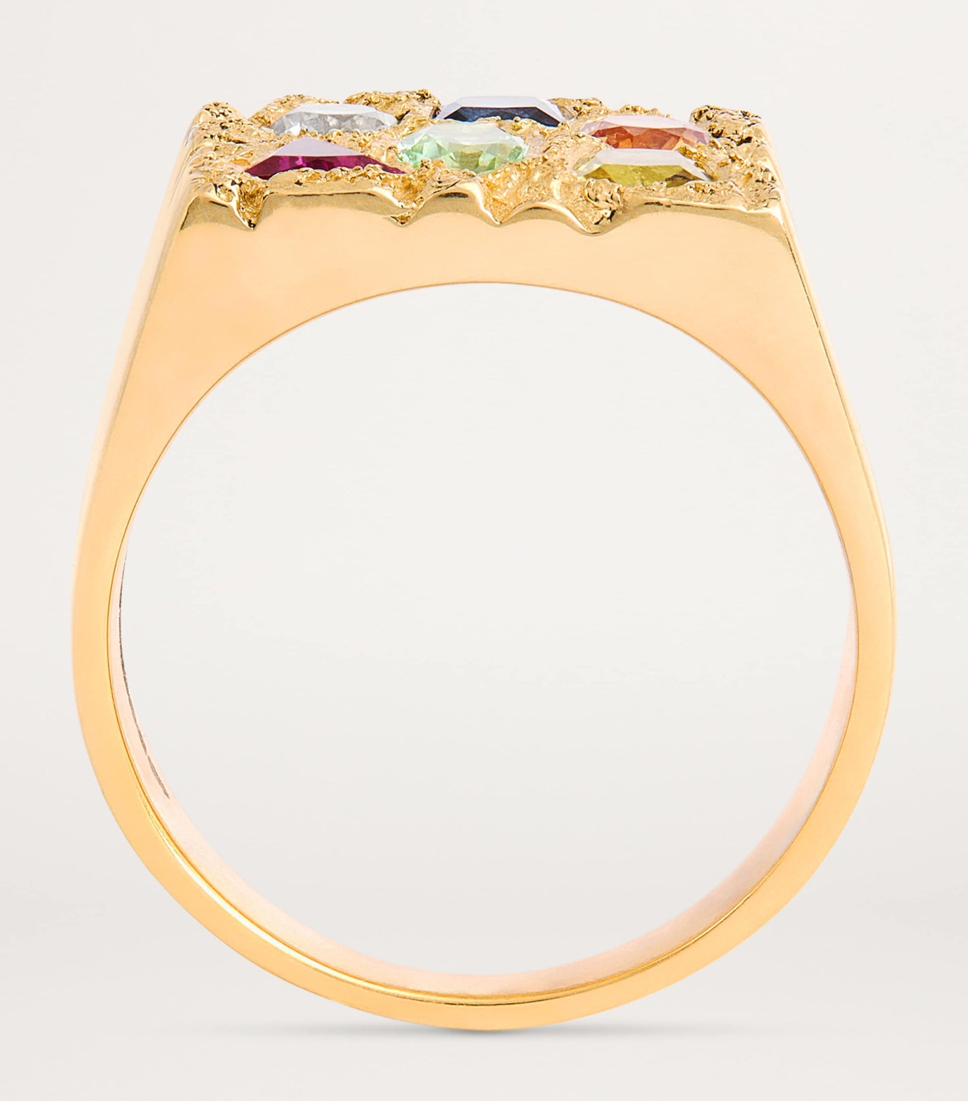 Gold and Sapphire Cottage Rose Garden Signet Ring