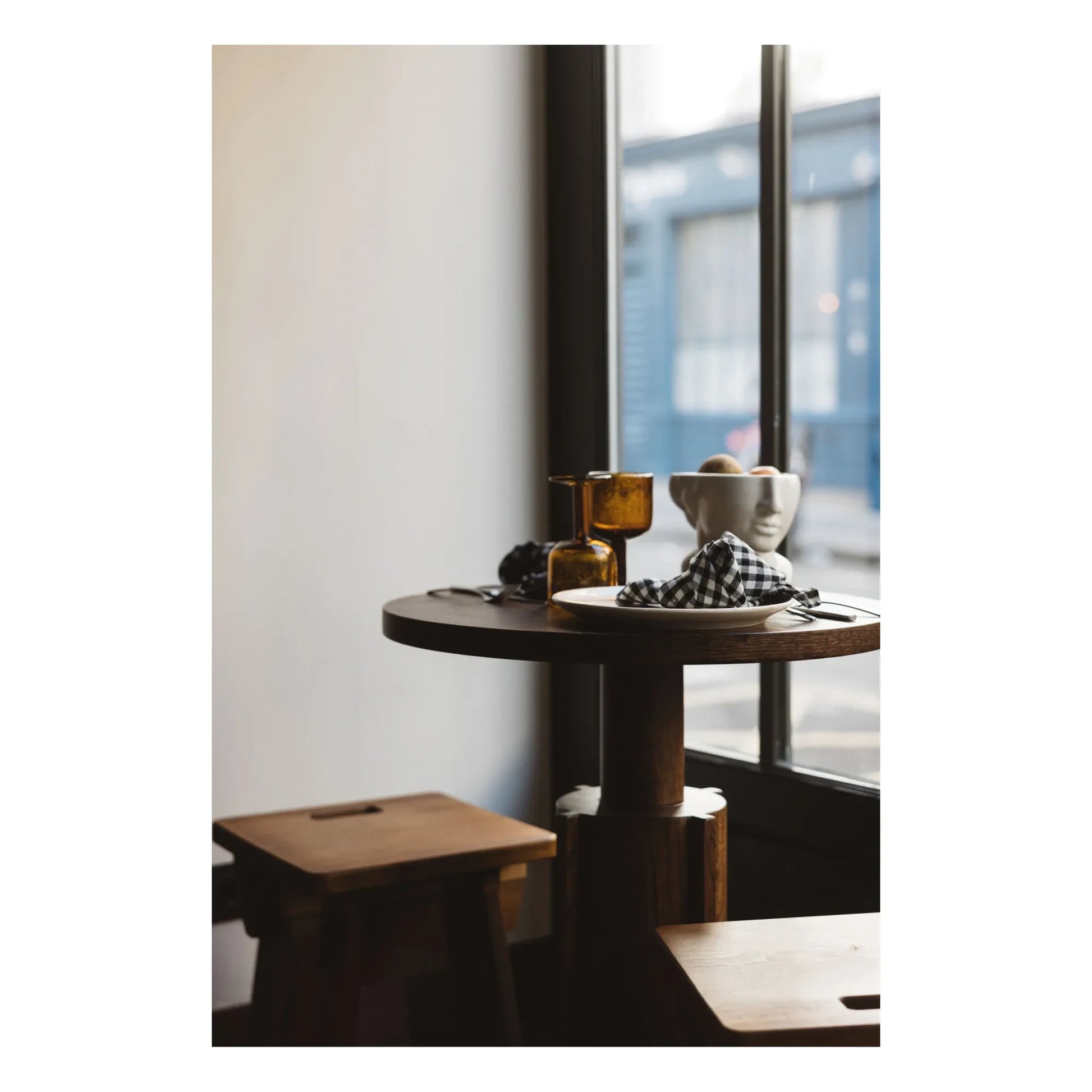 Gabrielle Paris - Gingham Washed Linen Napkin | Black