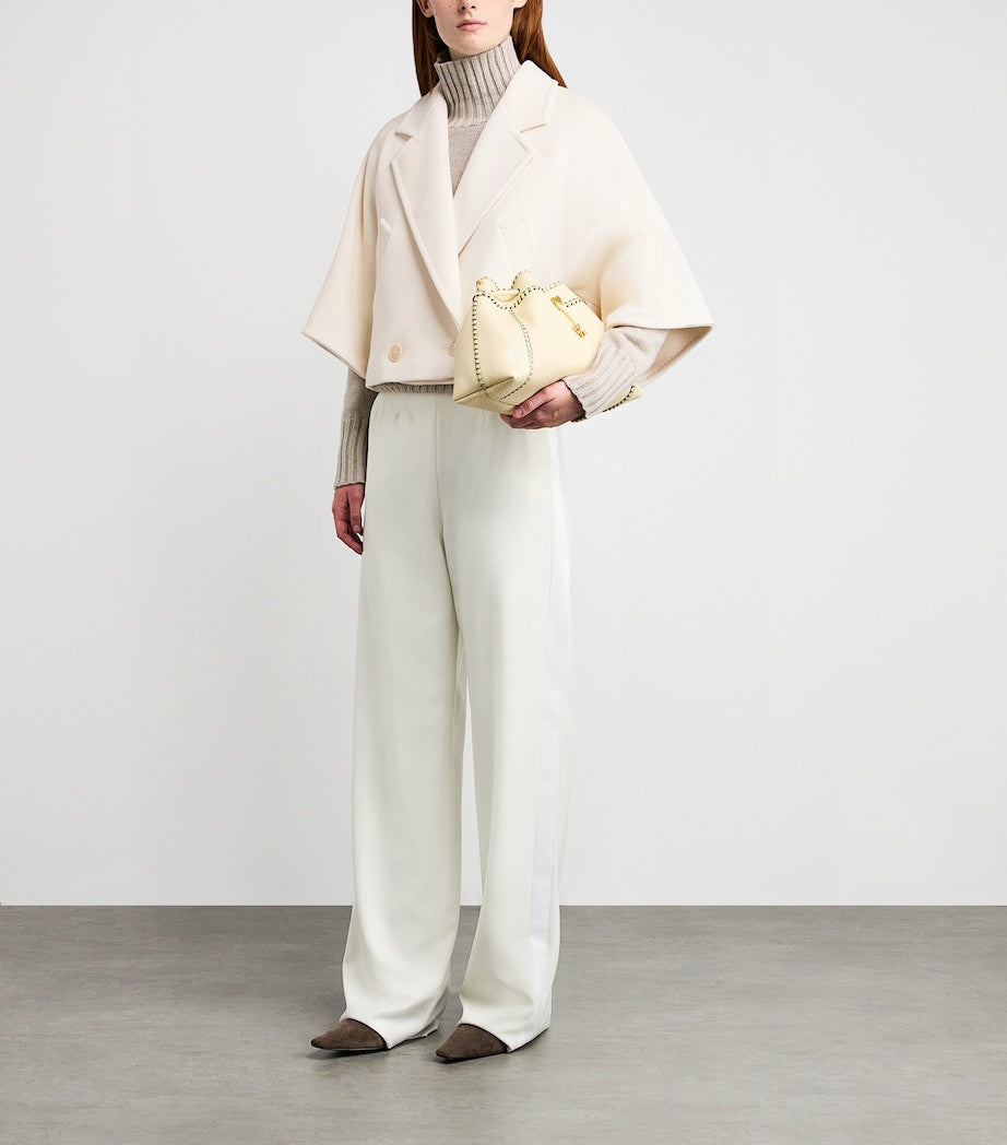 Max Mara White Wool-Cashmere Cropped Coat