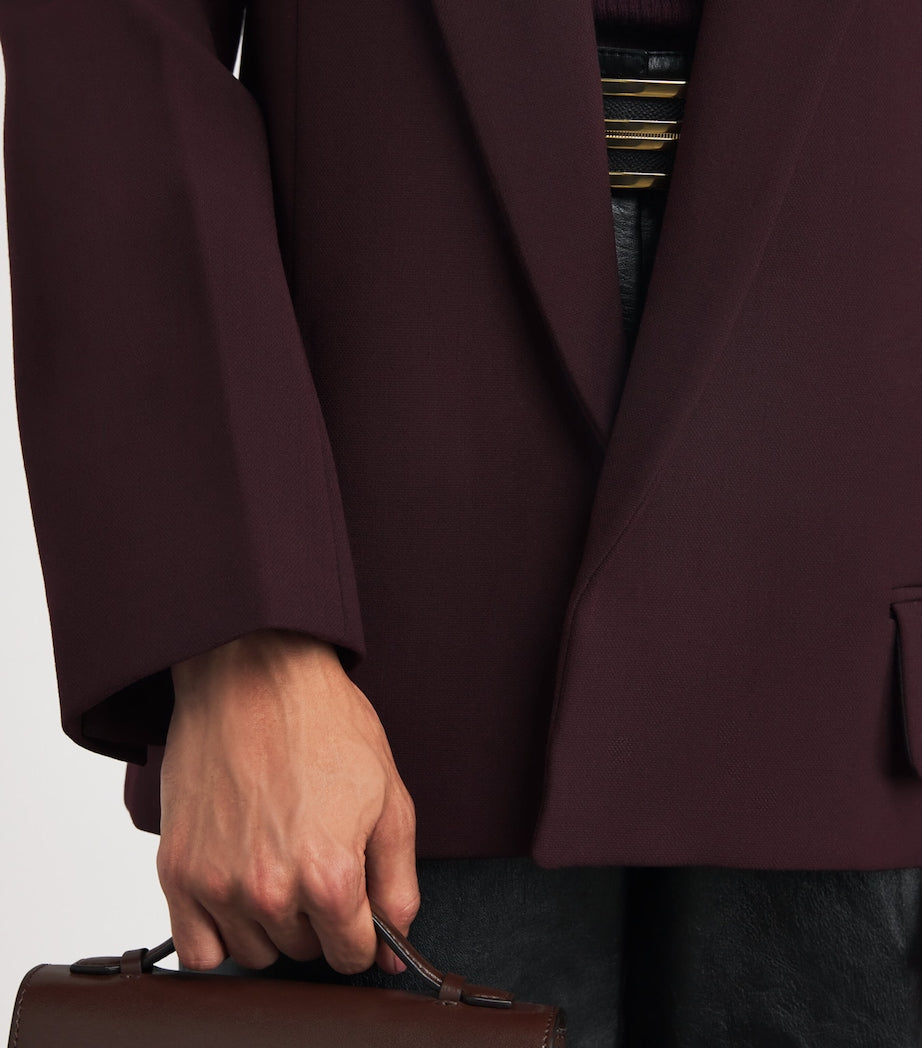 Victoria Beckham Burgundy Twill Peak-Lapel Blazer