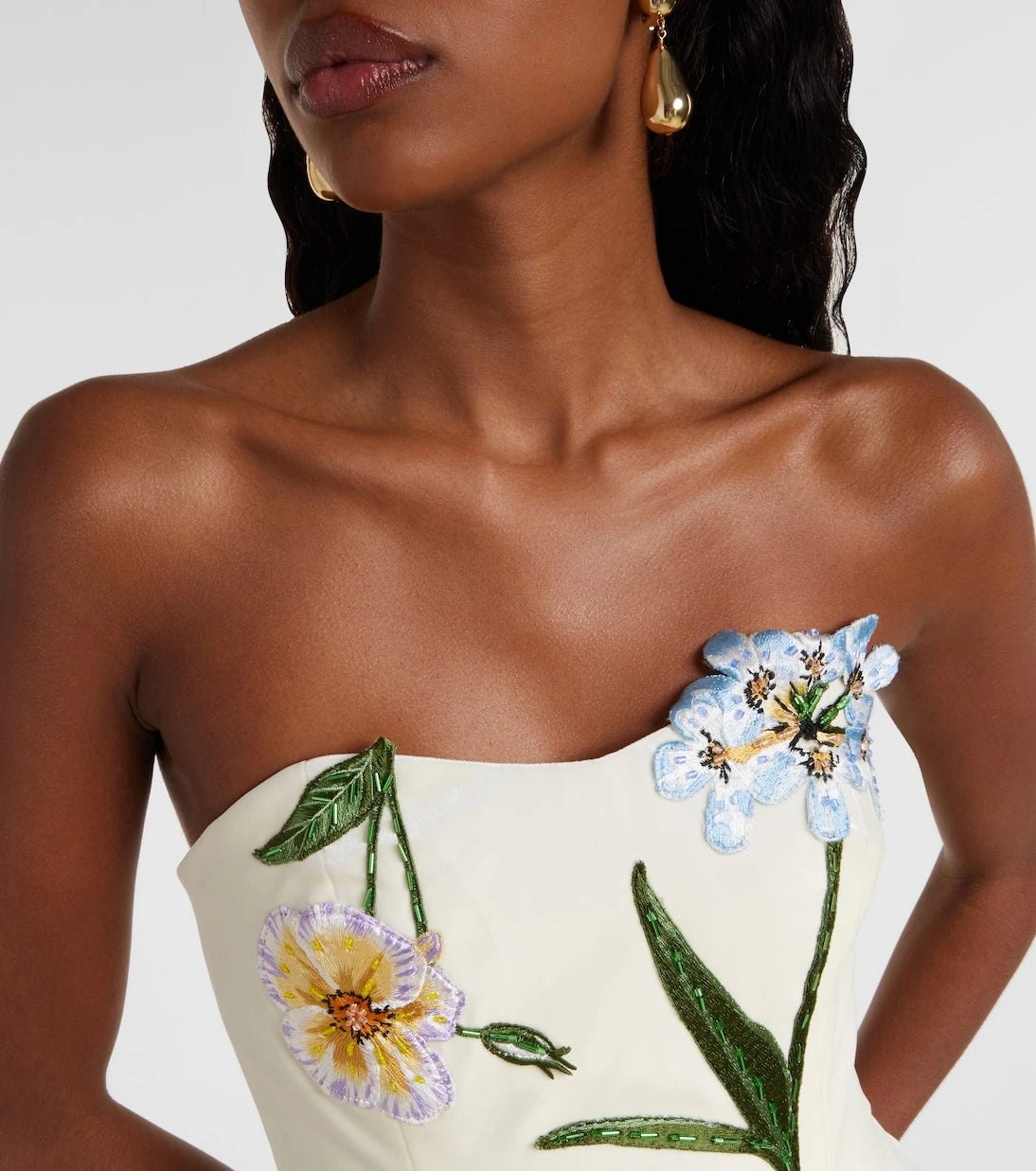 Leo Lin - Rosario embroidered velvet minidress
