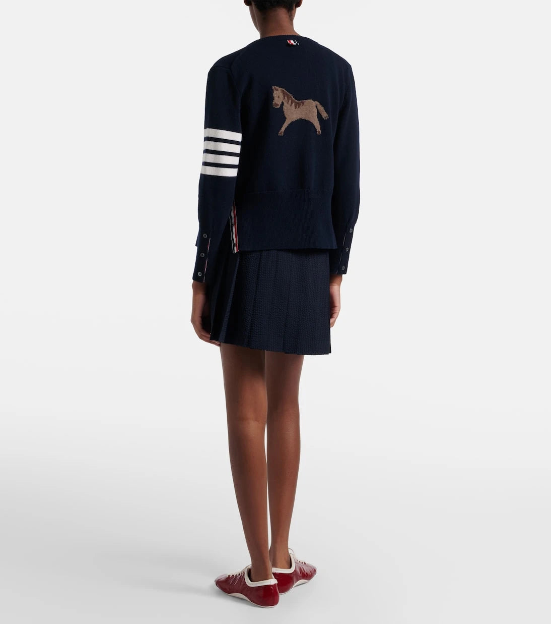 Thom Browne - Pleated striped wool miniskirt