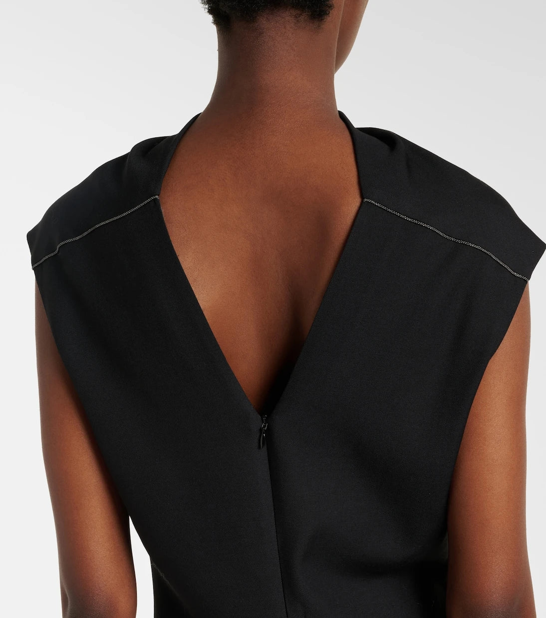Brunello Cucinelli - Monili draped wool-blend gown