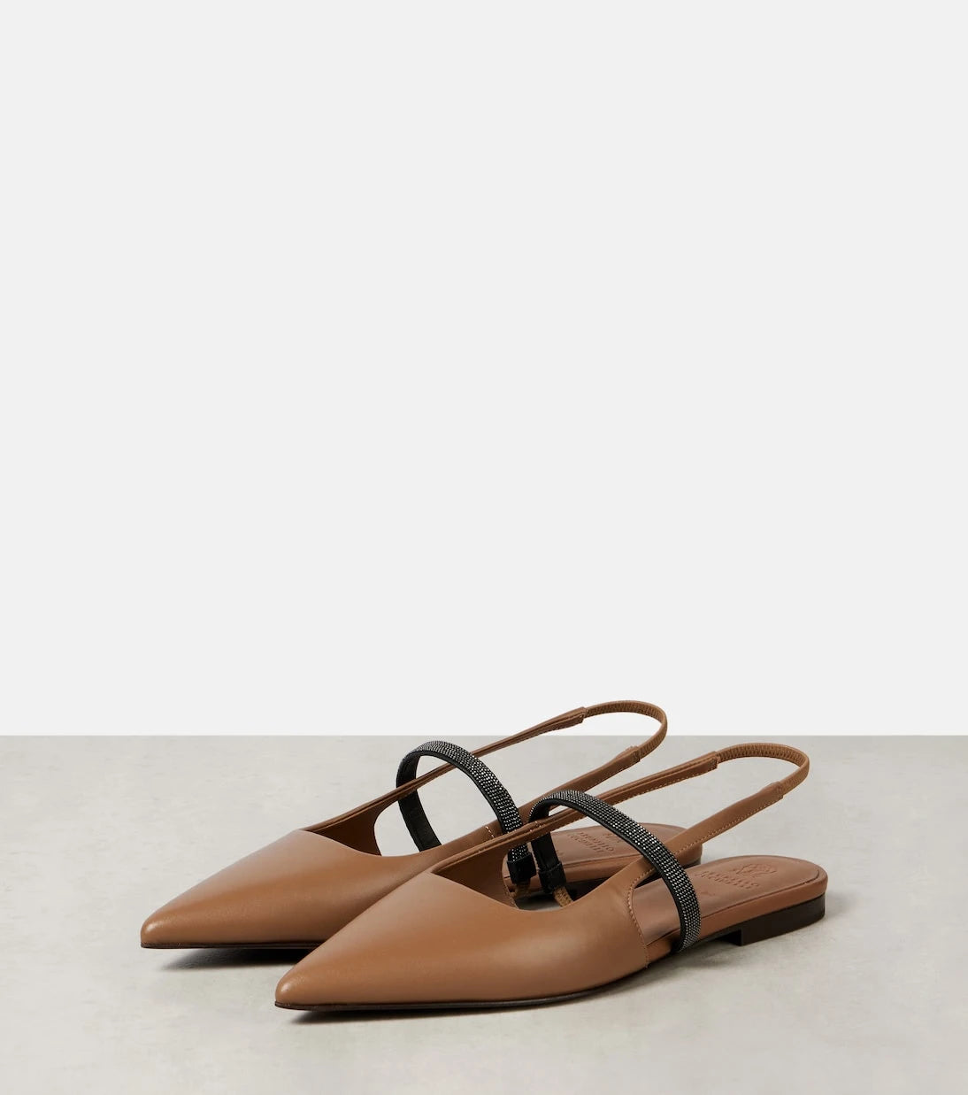 Brunello Cucinelli - Pointy leather slingback flats