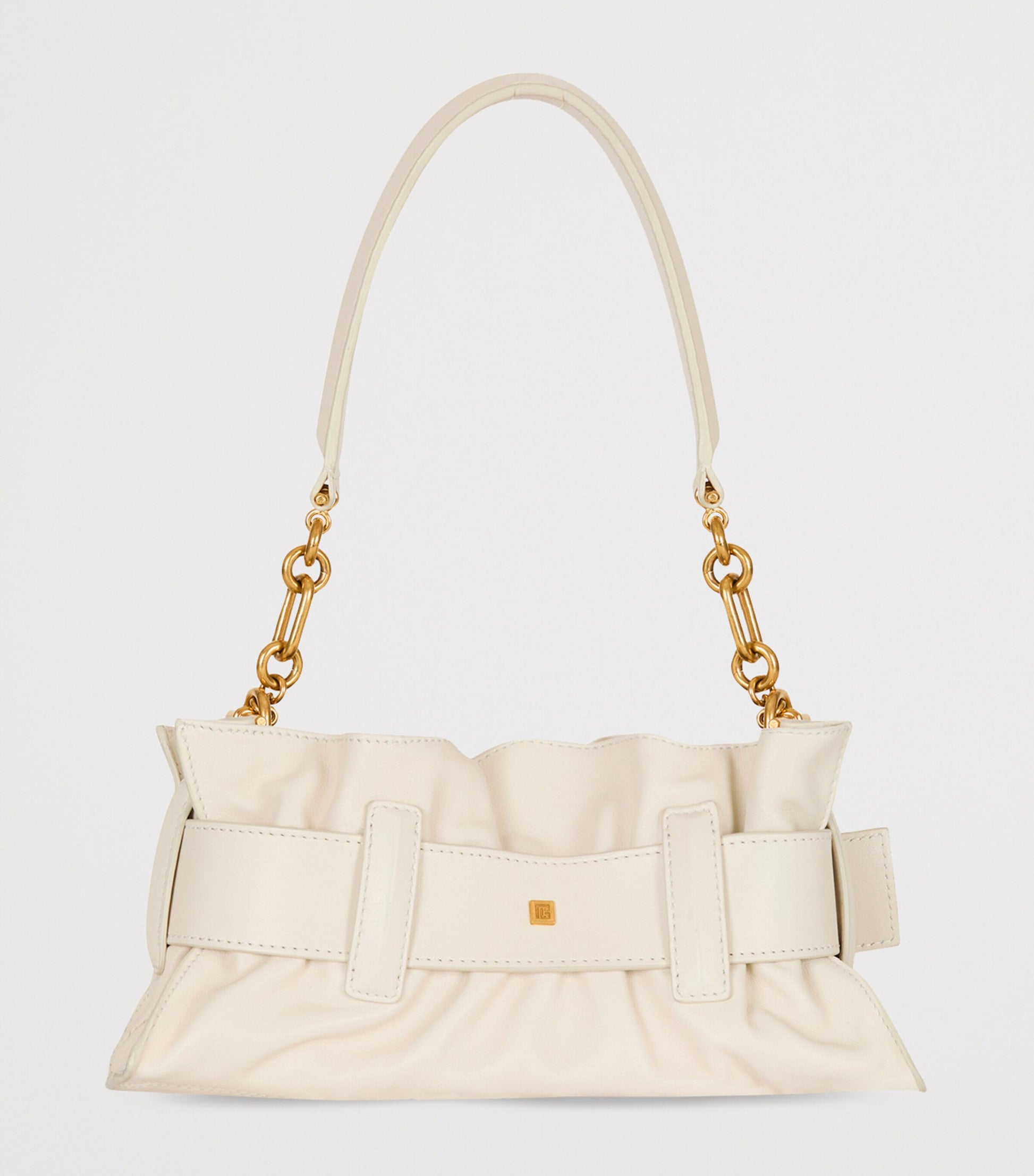 Balmain White Mini Leather Anthem Shoulder Bag