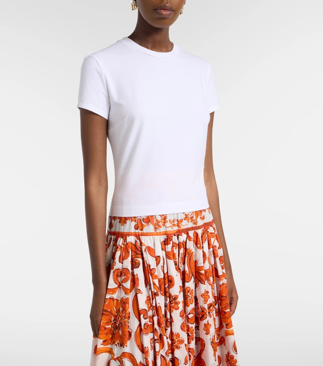 Dolce&Gabbana - Embroidered cotton-blend jersey T-shirt