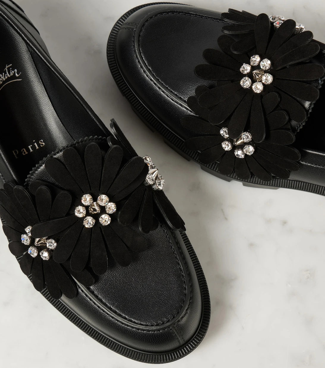 Christian Louboutin - Flora Moc embellished leather loafers