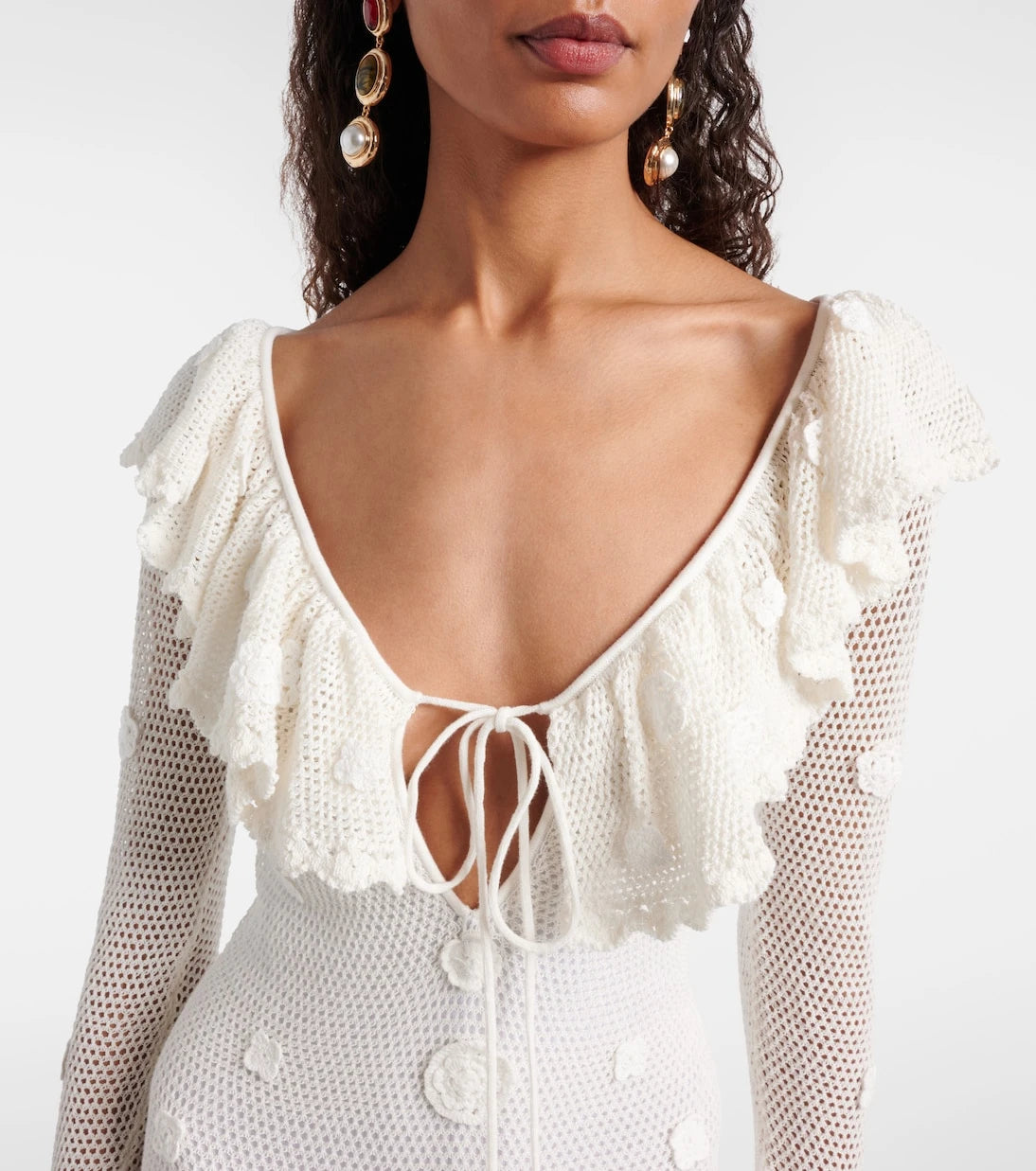 Self-Portrait - Embellished cotton-blend maxi dress