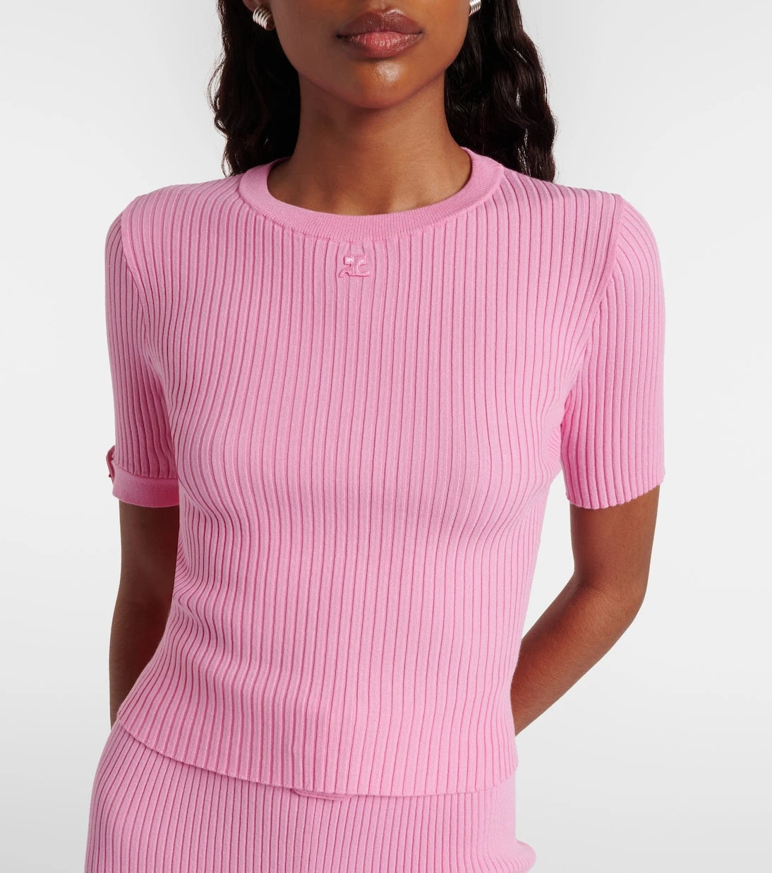 Courrèges - Logo ribbed-knit crop top