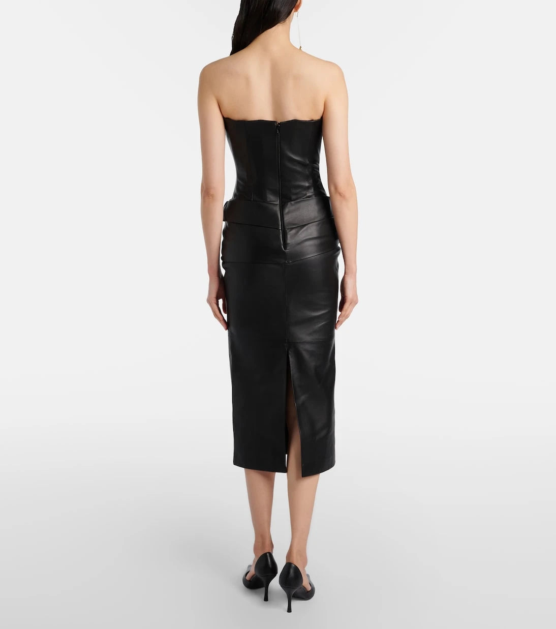 Alex Perry - Strapless leather midi dress