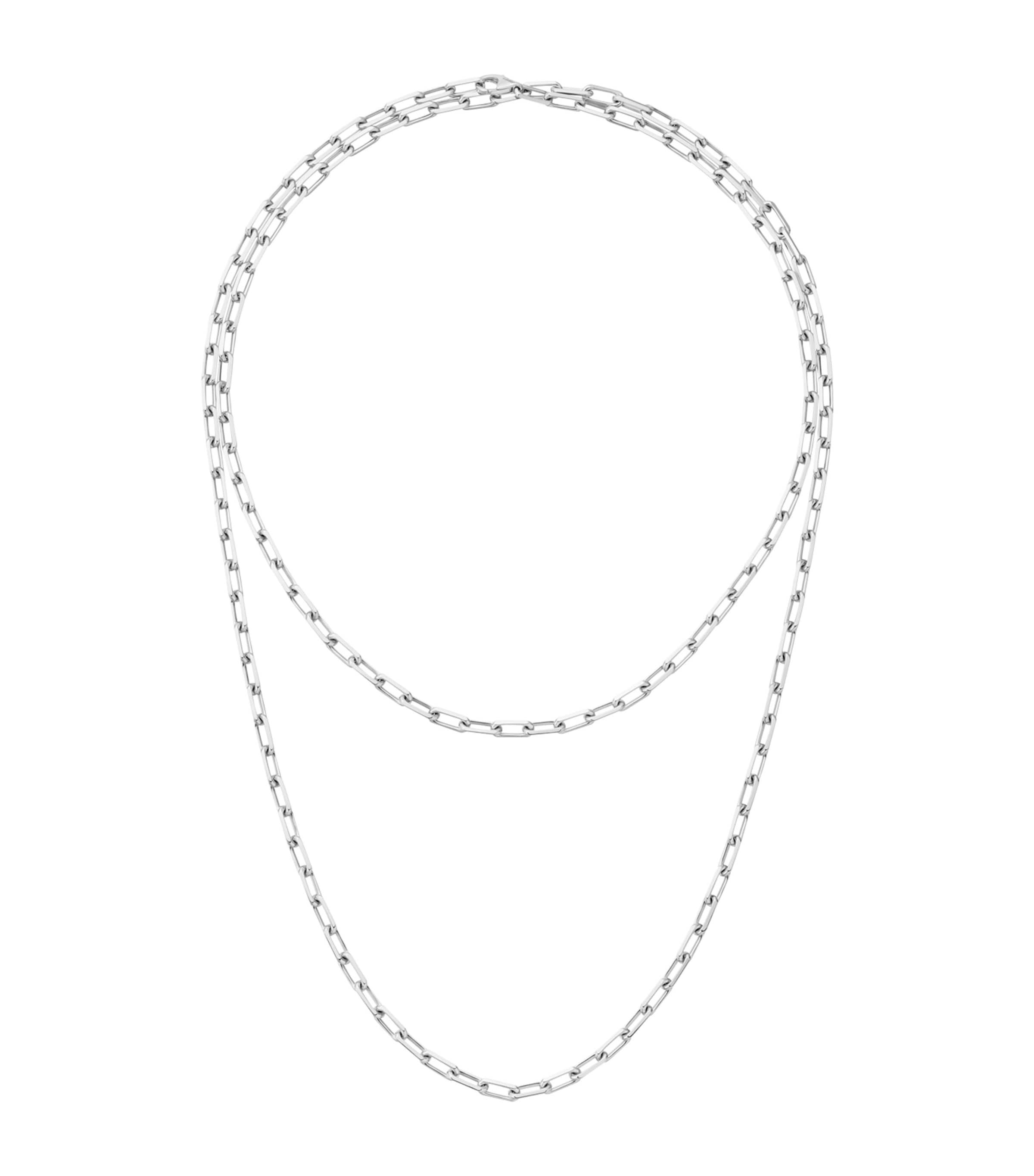 Small White Gold Santos de Cartier Long Chain Necklace