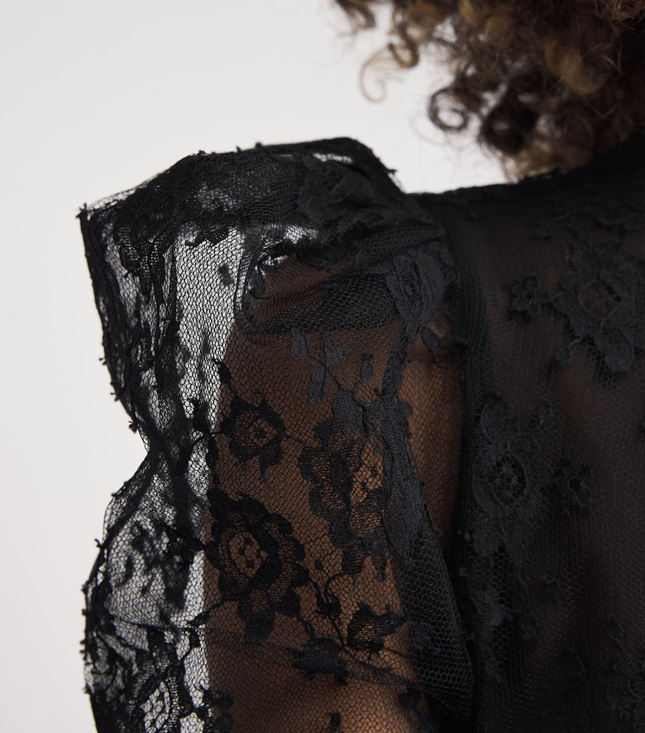 Lace Bow-Detail Mini Dress