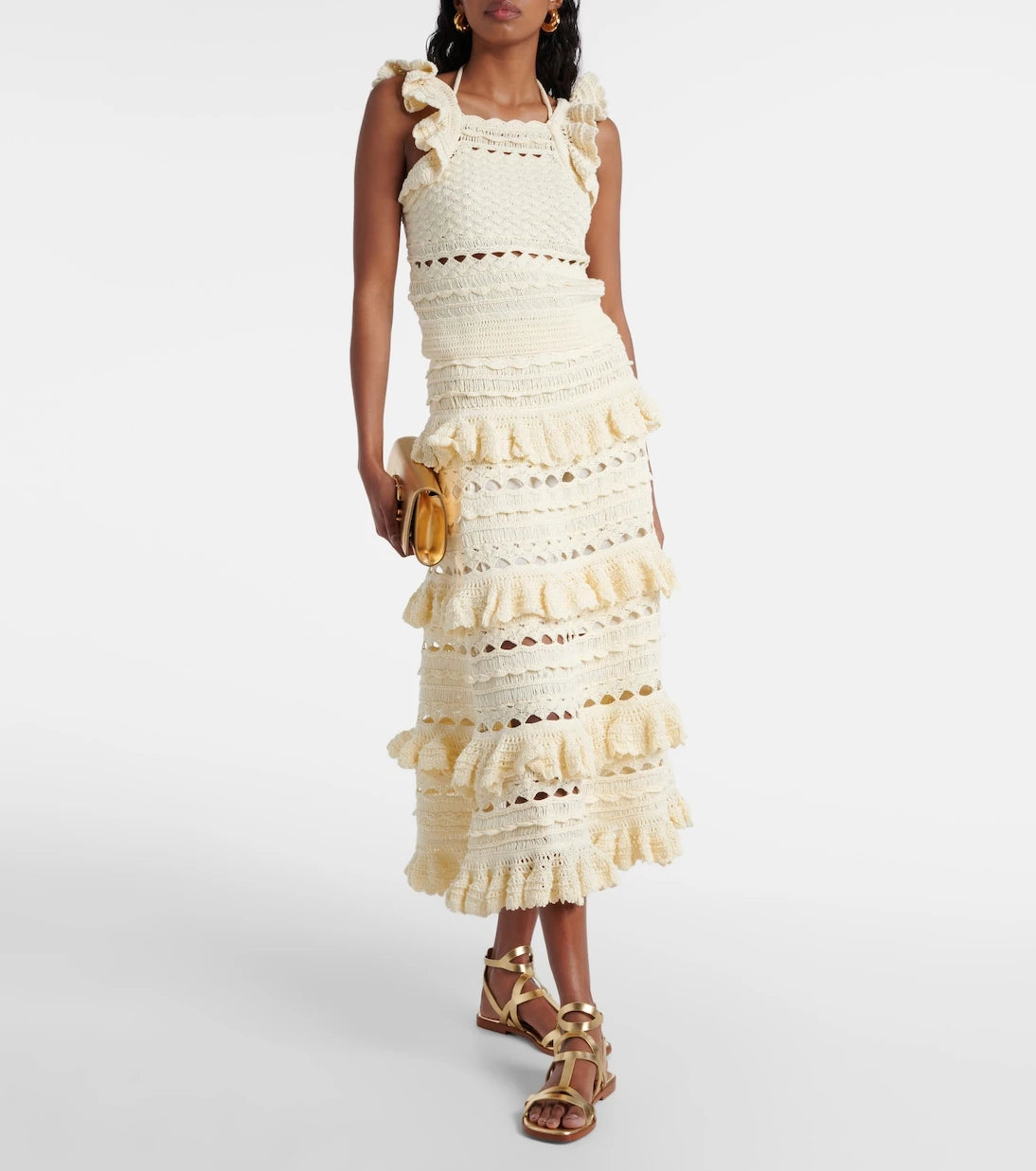 Zimmermann - Waverly ruffled crochet midi skirt