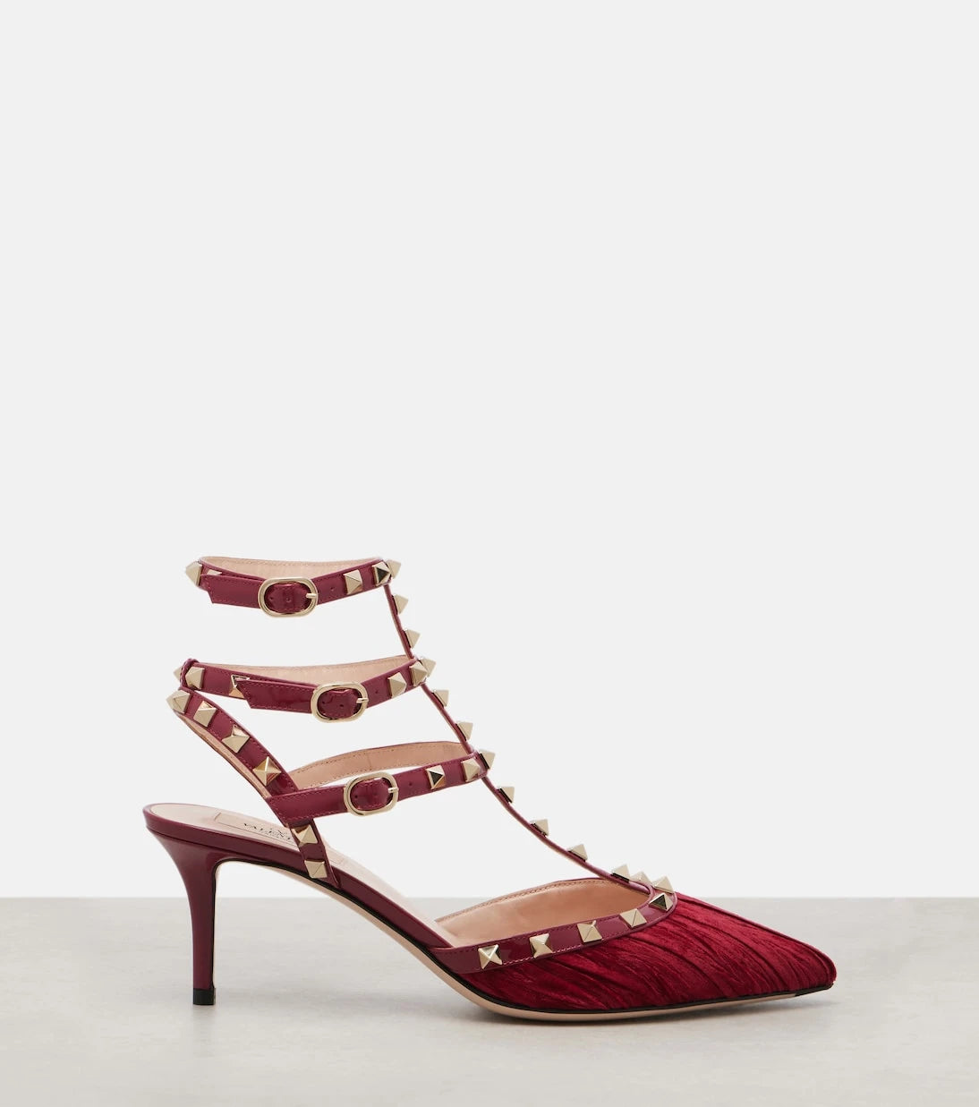 Valentino Garavani - Rockstud 65 velvet and leather pumps