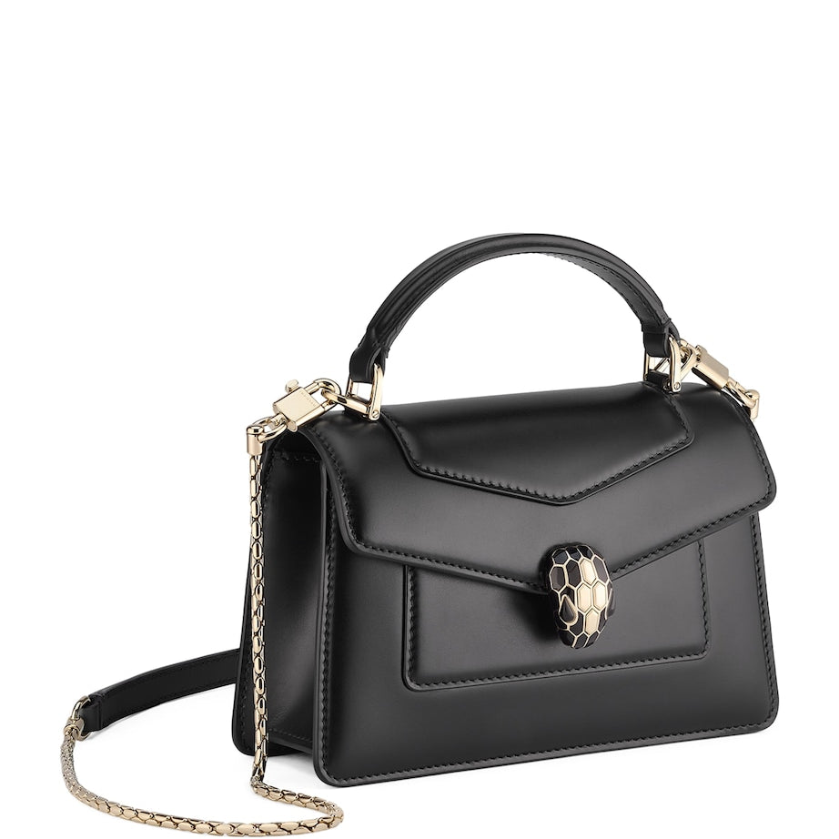 Mini Leather Serpenti Forever Top-Handle Bag