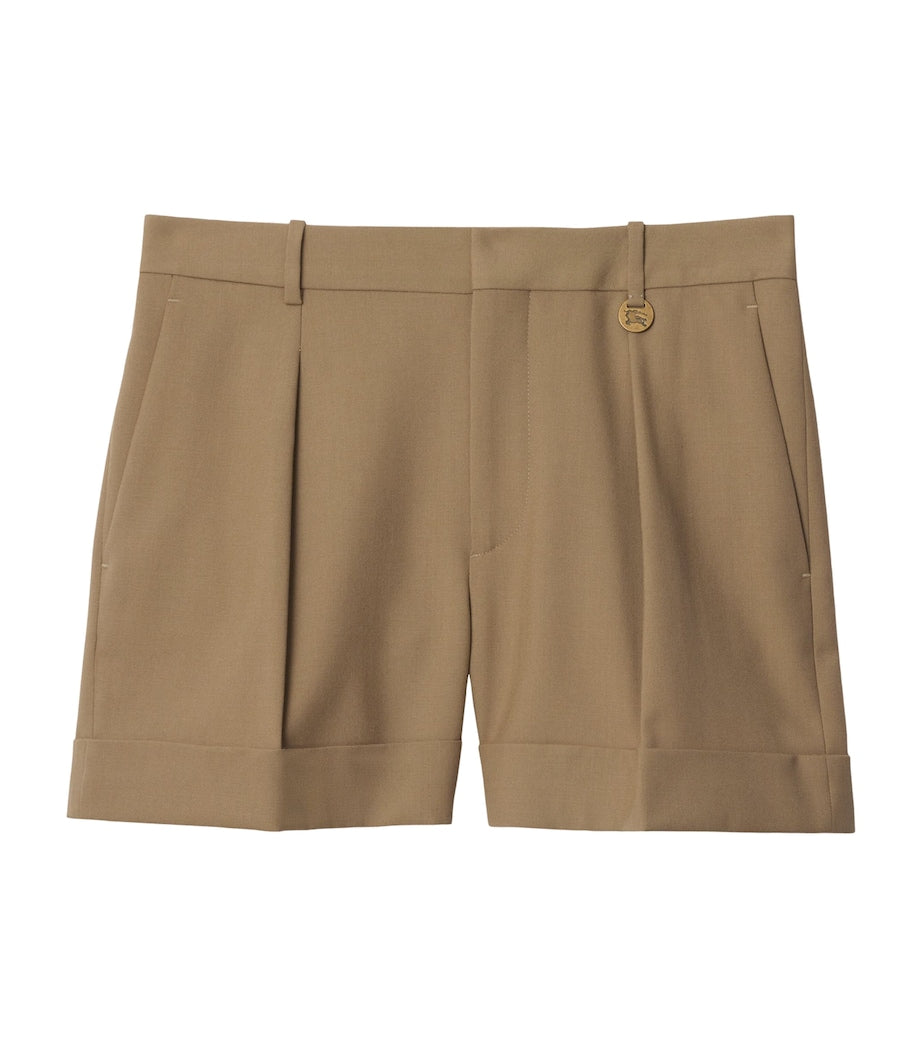 Beige Wool Tailored Shorts