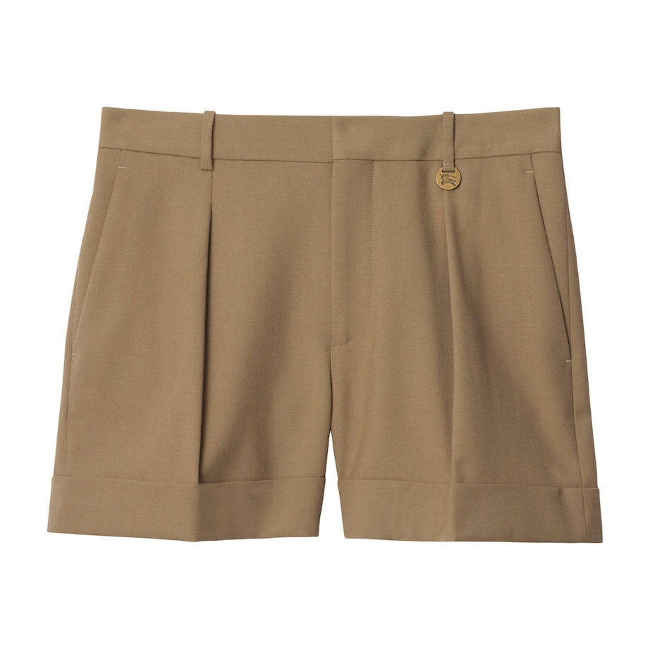 Beige Wool Tailored Shorts