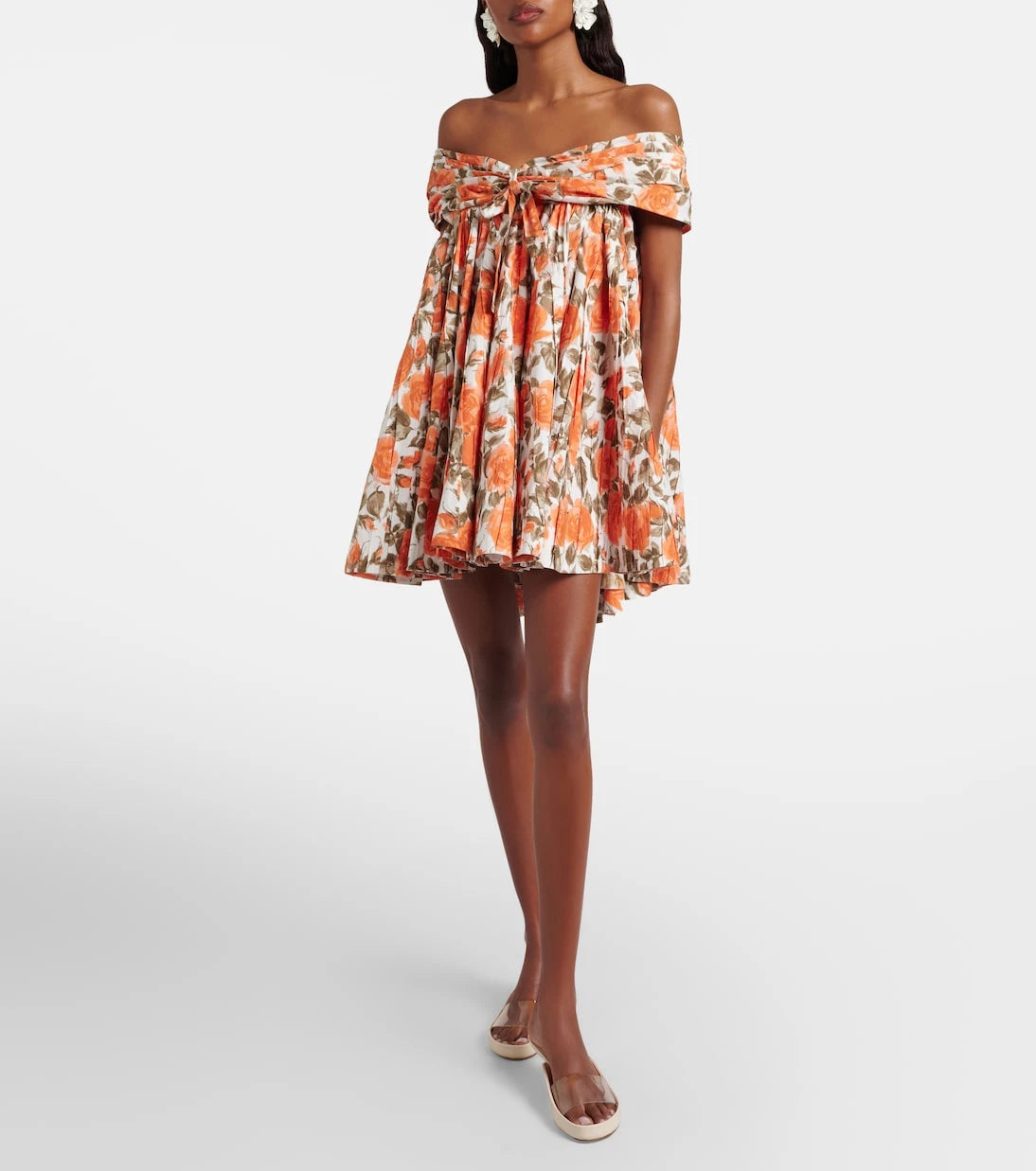 Chloé - Floral pleated cotton poplin minidress