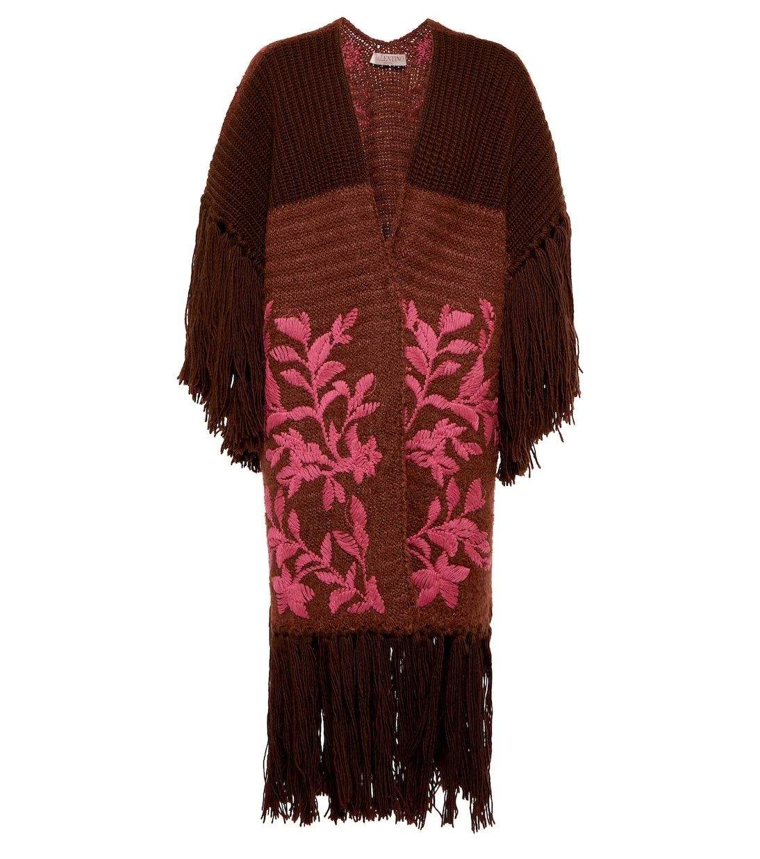 Valentino - Embroidered wool and cotton-blend poncho