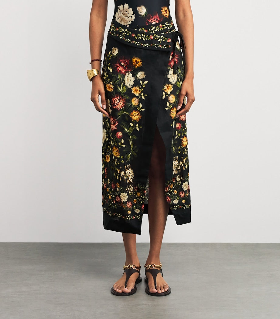 Multi Linen Floral Midi Pareo