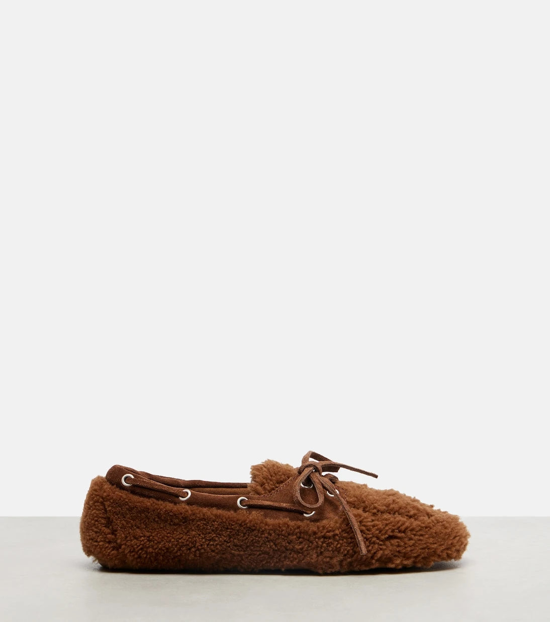 Miu Miu - Suede-trimmed shearling boat shoes