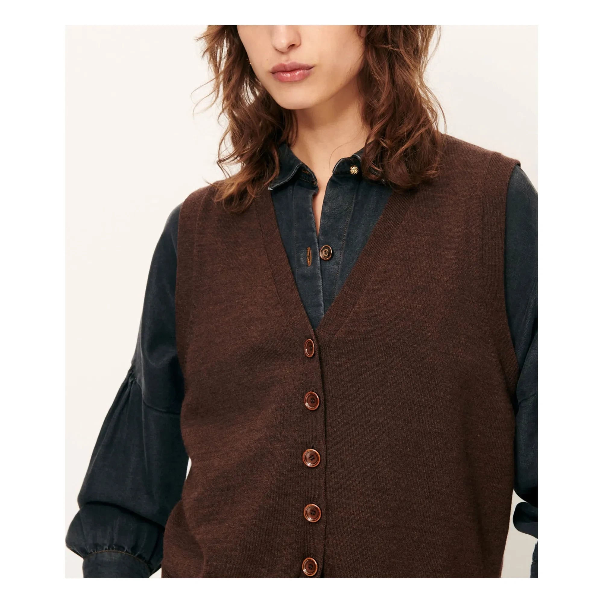 Sessùn - Giancarlo Sleeveless Merino Wool Vest | Brown