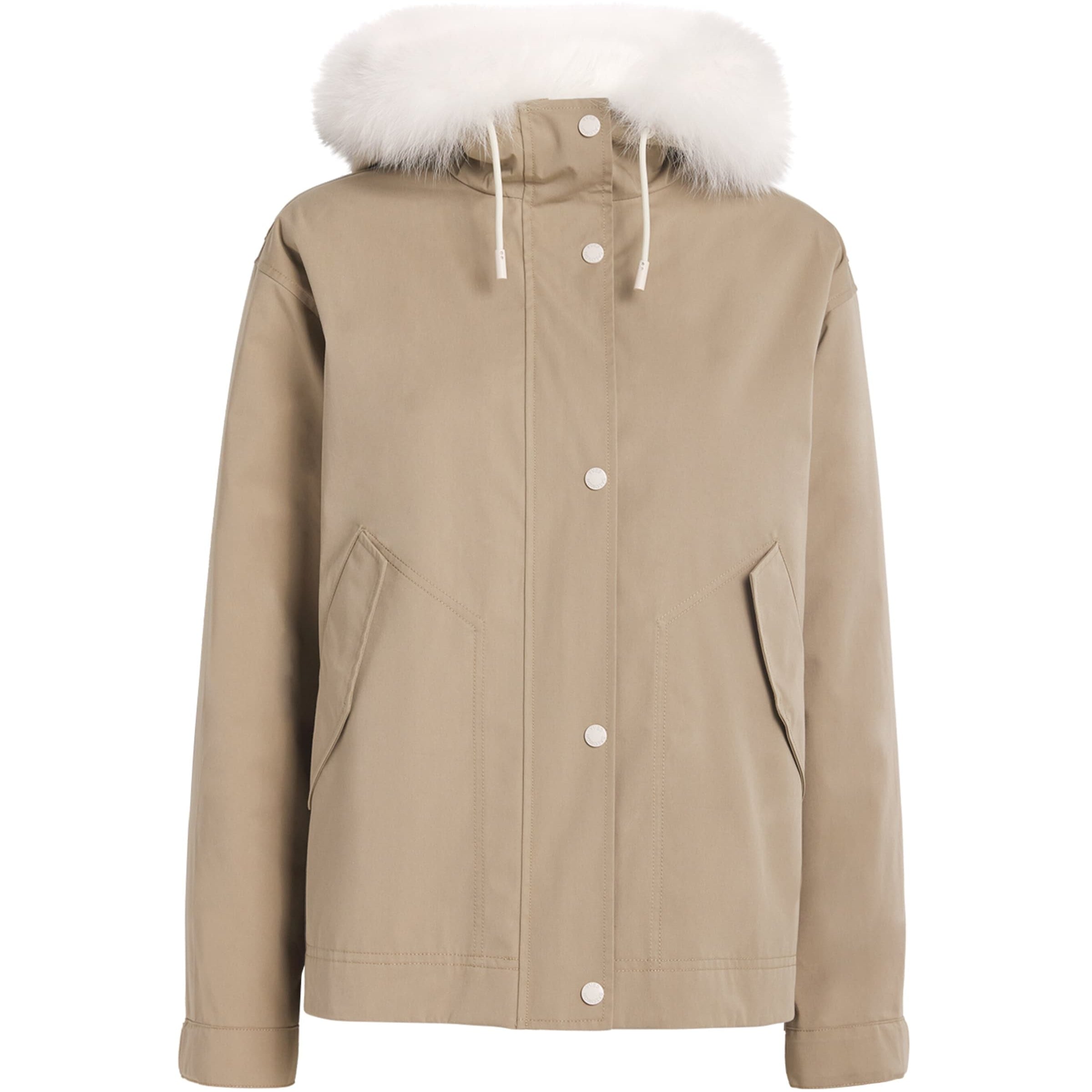 Yves Salomon Yellow Waterproof Fur-Trim Parka Coat