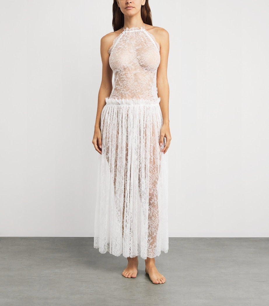 White Silk Ewoma Night Dress