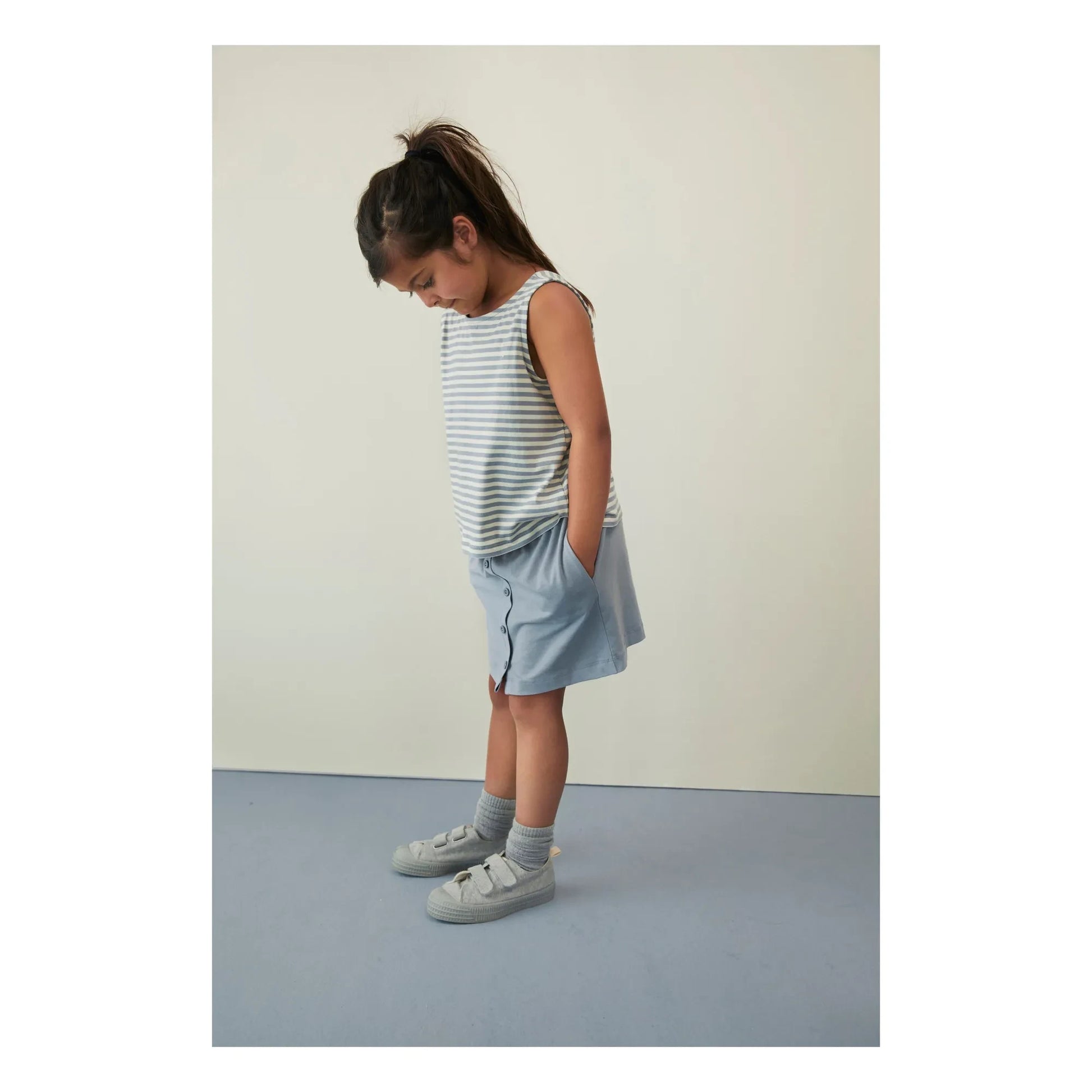 Gray Label - Striped Organic Cotton Boxy Top | Ice Blue