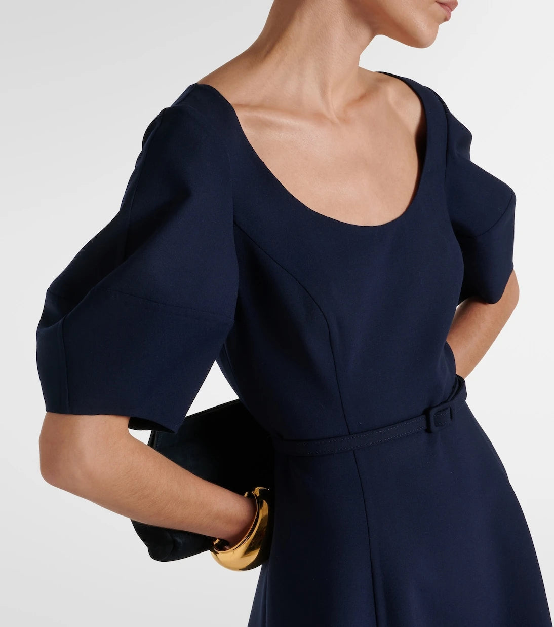 Oscar de la Renta - Puff-sleeve wool-blend midi dress