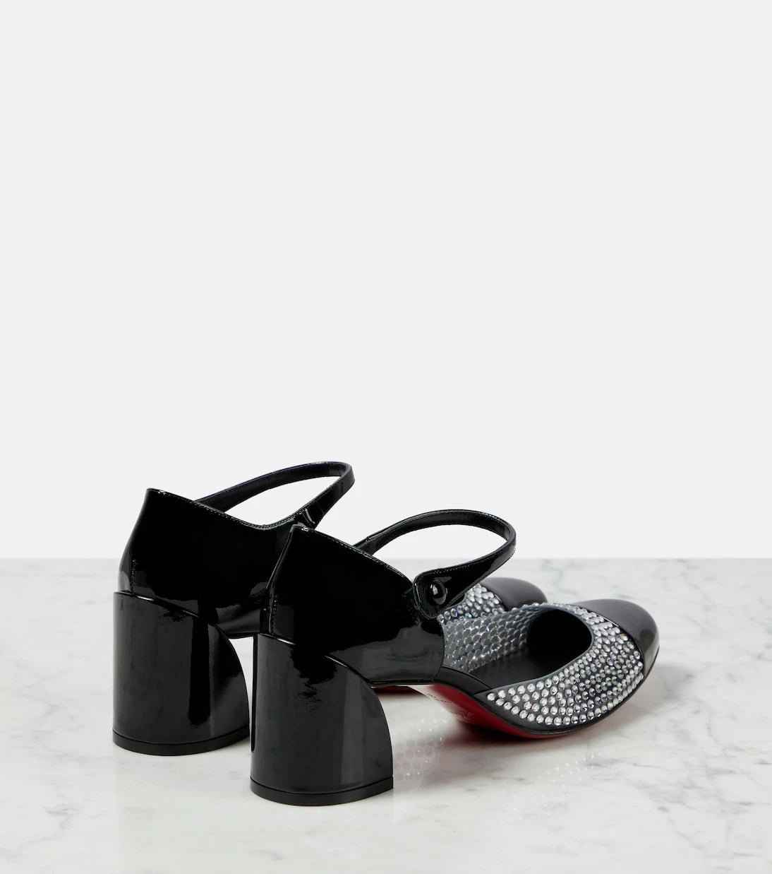 Christian Louboutin - Crystal-embellished patent leather pumps