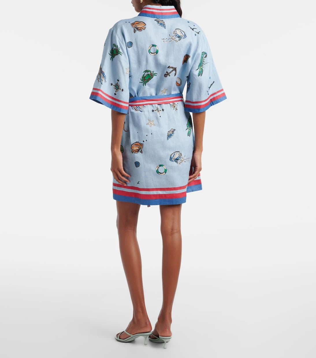 Alémais - Printed belted linen shirt dress