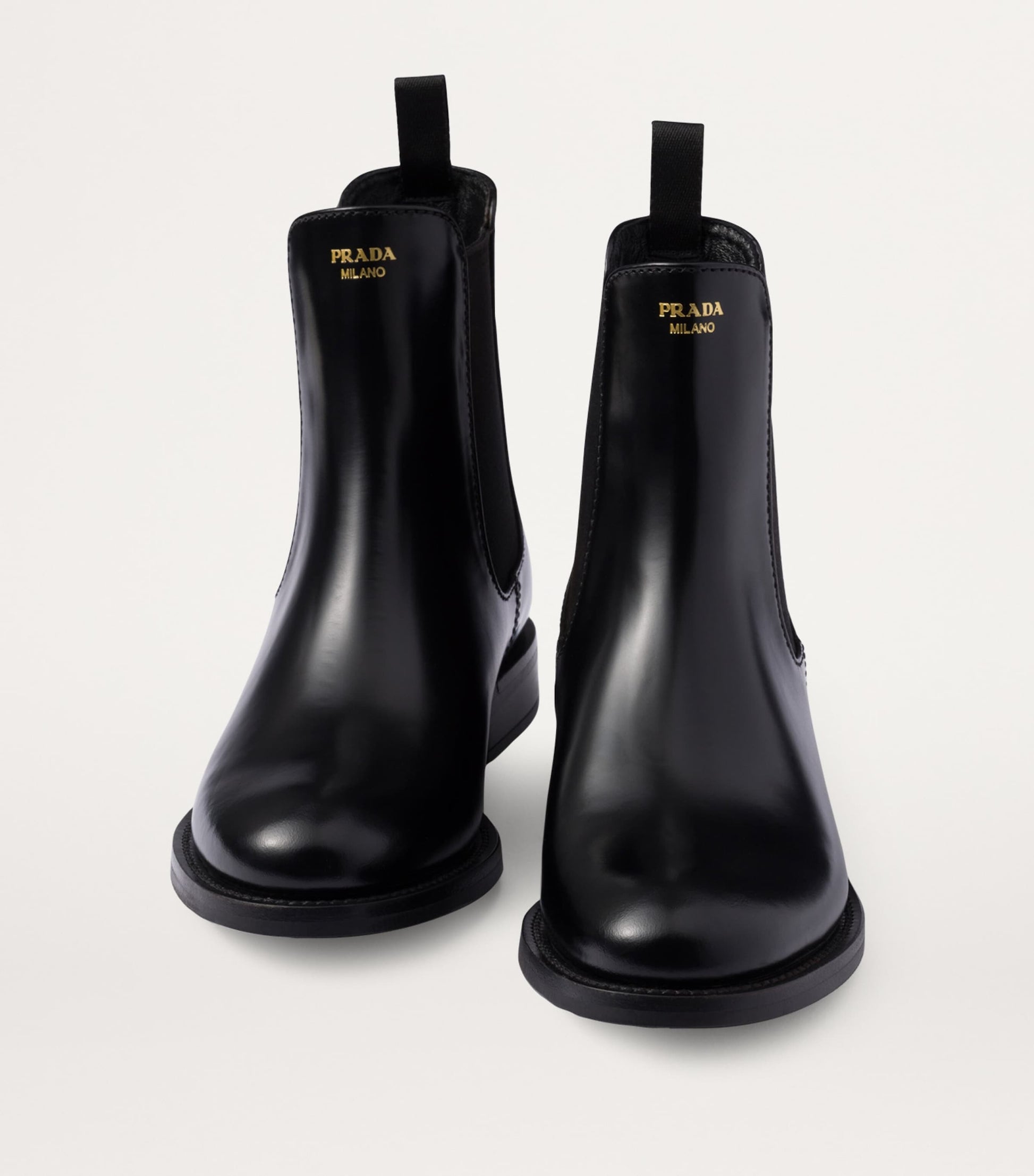 Prada Black Brushed Leather Ankle Boots