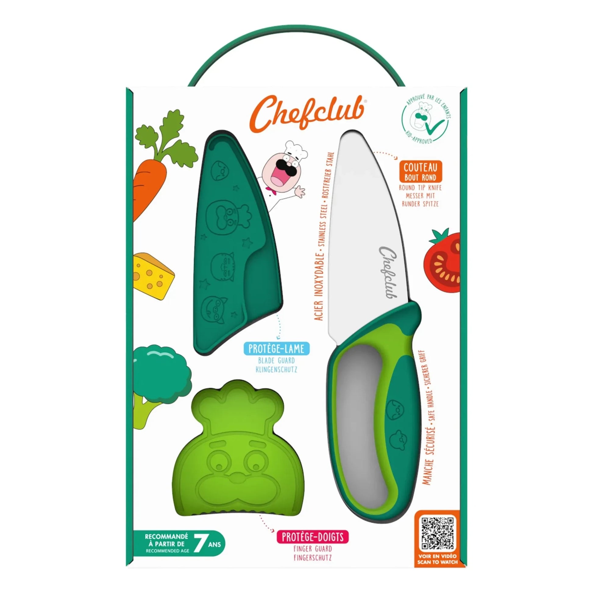 Chefclub - Knife with finger guard | Green