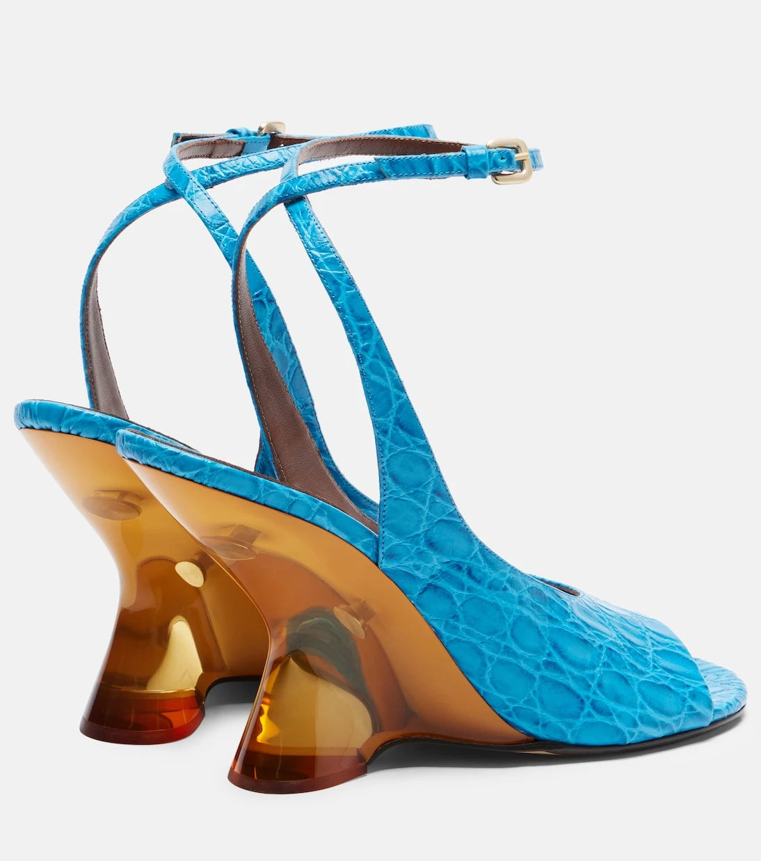 Dries Van Noten - Croc-effect leather wedge sandals