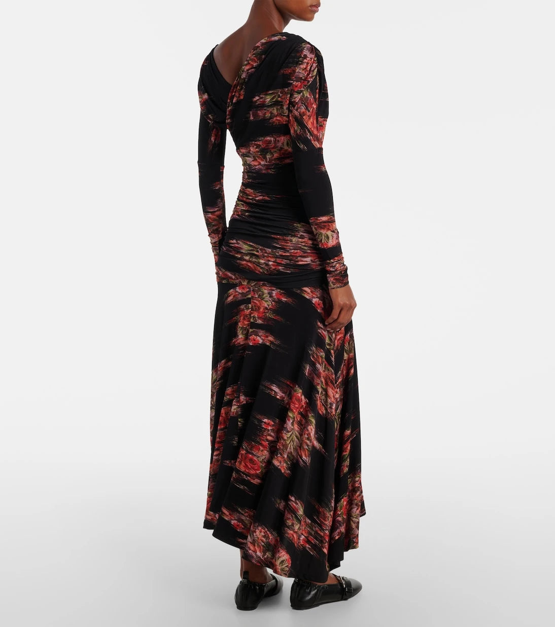 Ganni - Floral ruched jersey maxi dress
