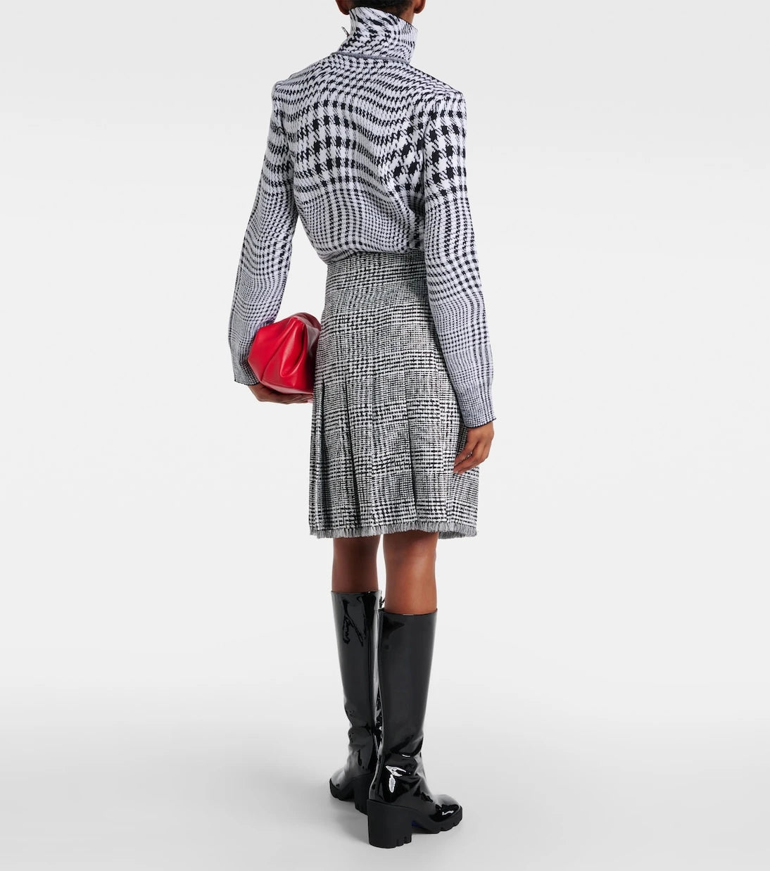 Burberry - Houndstooth high-rise wrap skirt