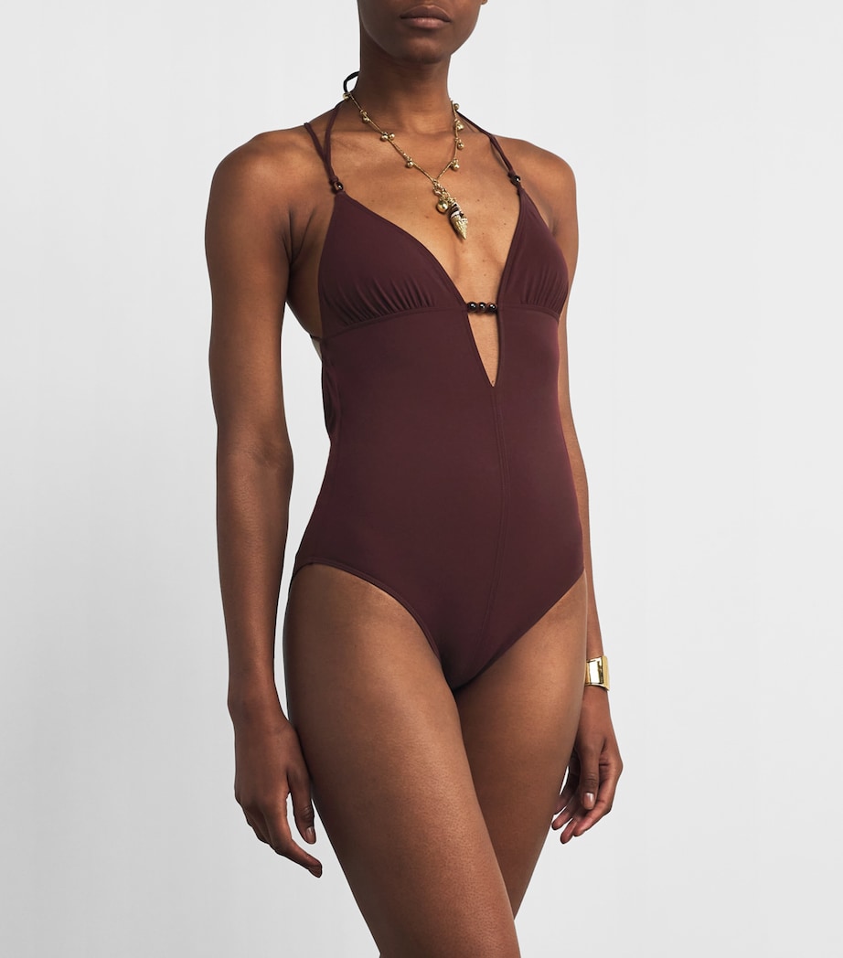 Burgundy Beaded Leila Swimsuit