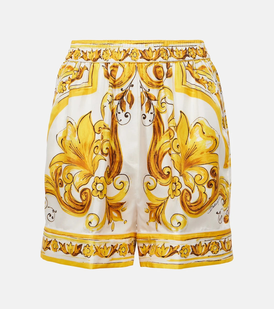 Dolce&Gabbana - شورت حريري بنقشة المايوليكا