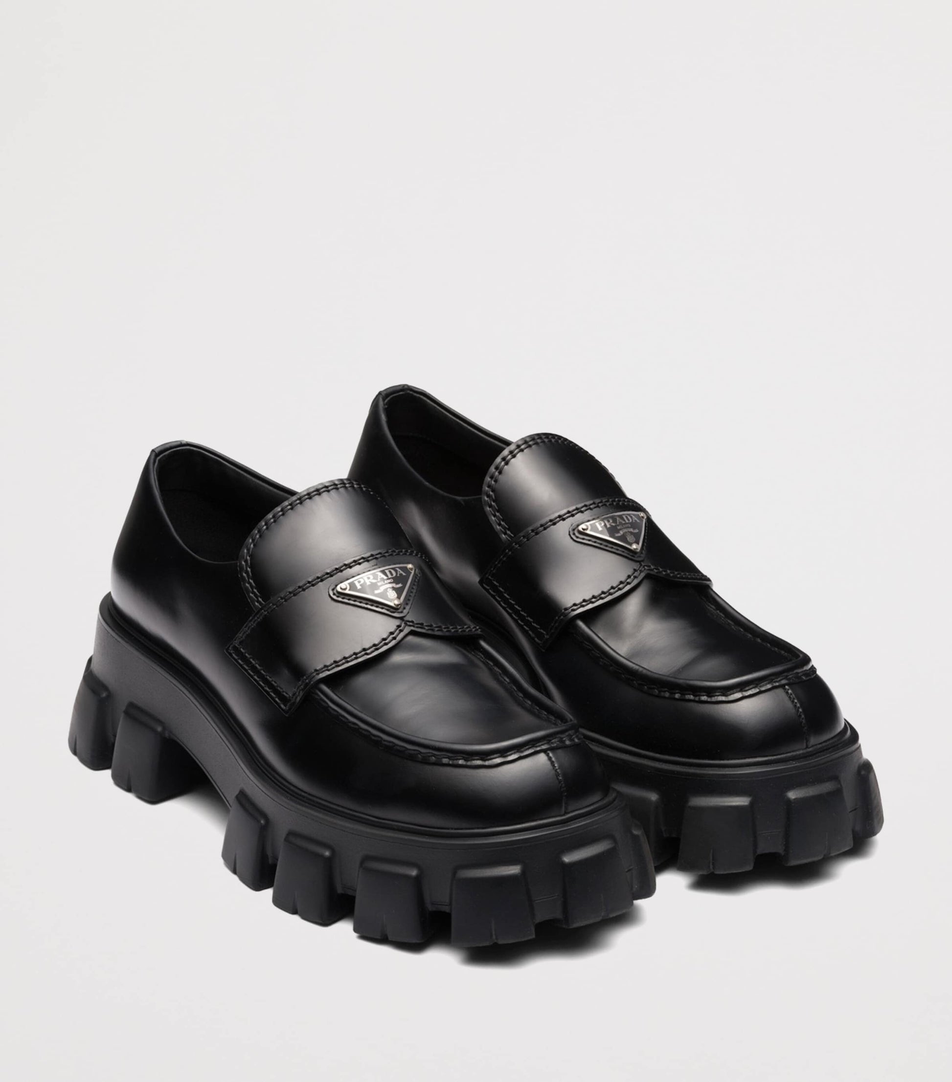 Brushed Leather Monolith Loafers